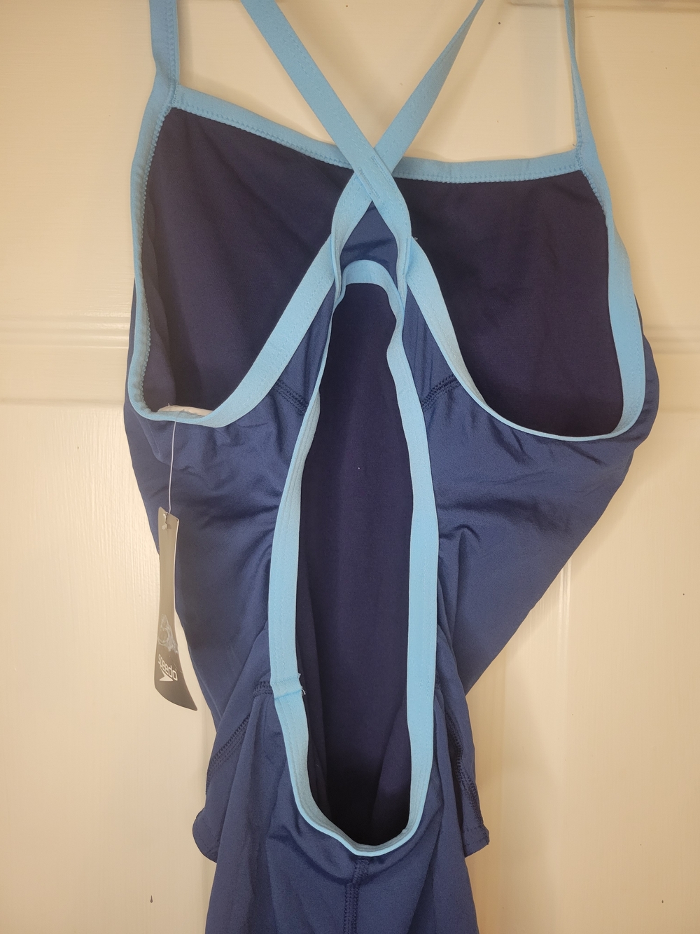 Speedo Women's Swimsuit One Piece Endurance+ Flyback Solid, 28, Navy/Blue - Picture 10 of 10
